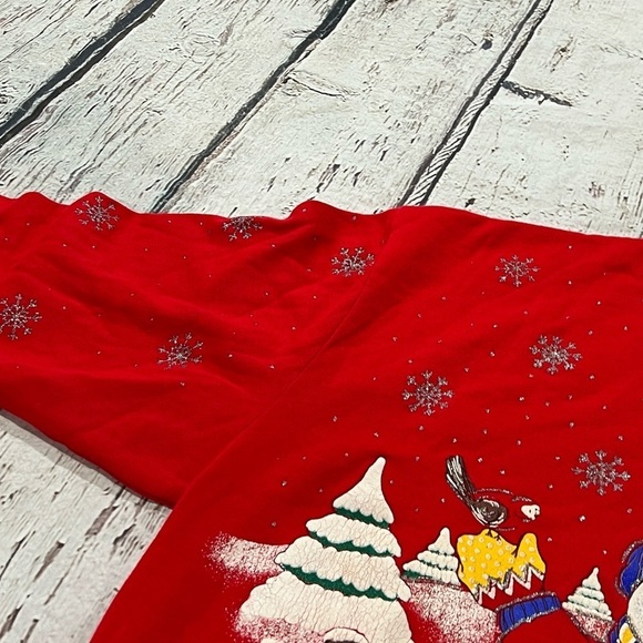 Vintage 1980s Snowman Christmas Holiday Time 80s Crewneck Sweatshirt - Picture 4 of 8
